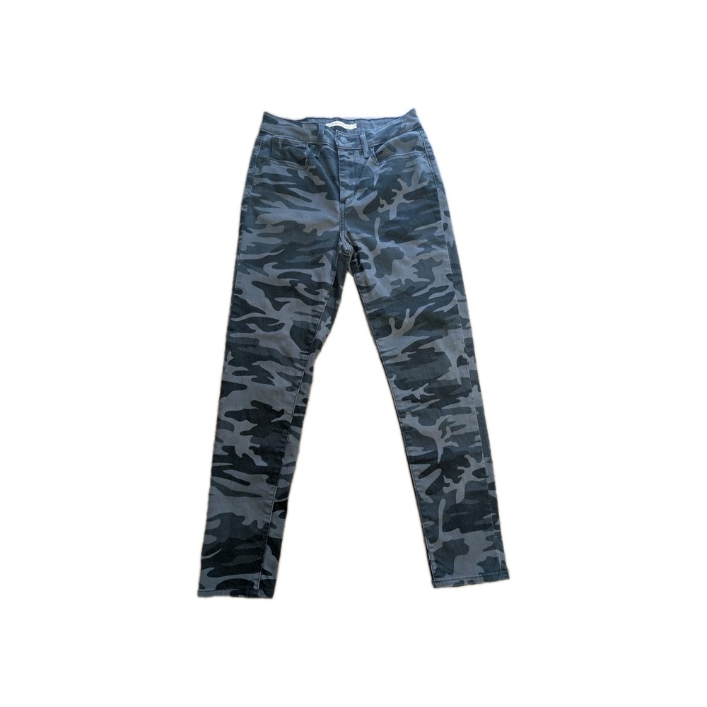 Levi's 721 High Rise Skinny Jeans Women's 27 Black Gray Camo Stretch Denim